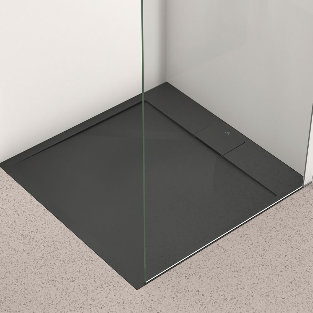 Lifestyle image of Ideal Standard i.life Ultra Flat S Jet Black 900mm Stone Resin Shower Tray